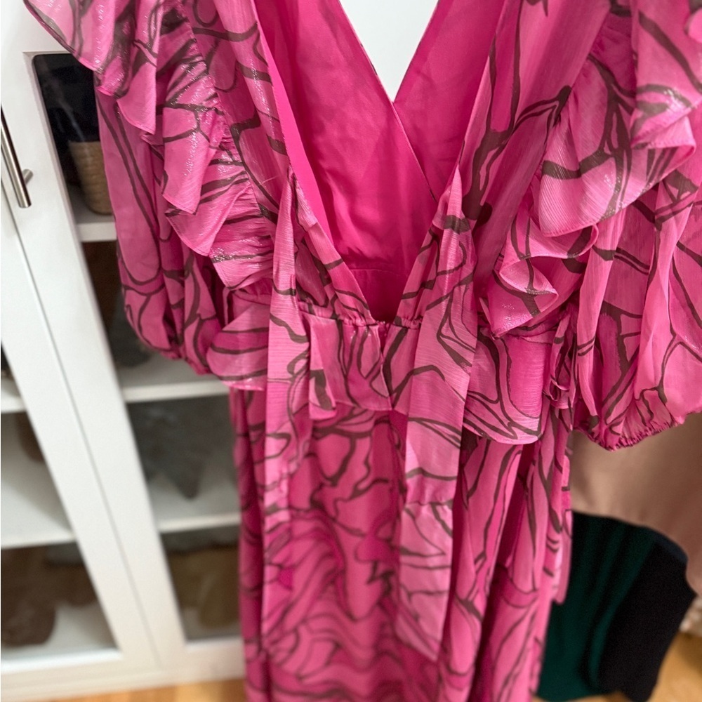 NWT Ted Baker Size 2 Pink Midi Pinafore Dress with Tie Waist - Picture 5 of 9